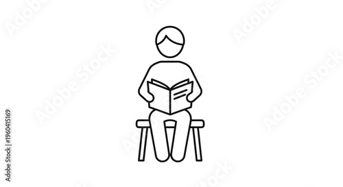 Person Reading Book Sitting on Chair Icon
