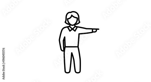 Person pointing to the right, indicating direction, icon style