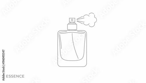 Perfume Bottle Spraying Essence Mist - Minimalist Line Art Icon