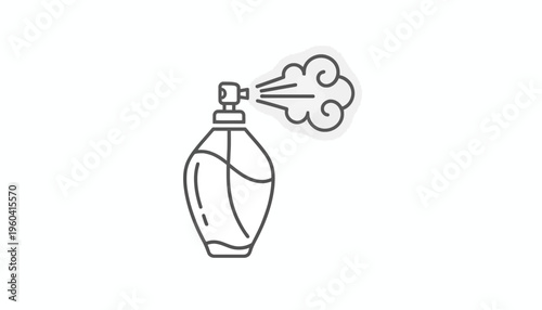 Perfume Bottle Spraying Fragrance Mist - Minimalist Line Art Icon