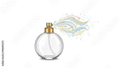Perfume Bottle Spraying Fragrance Mist - Elegant Glass Atomizer with Scent Waves