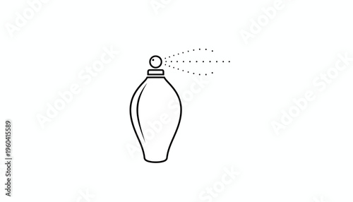 Perfume Bottle Spraying Fragrance Mist - Minimalist Line Art Icon