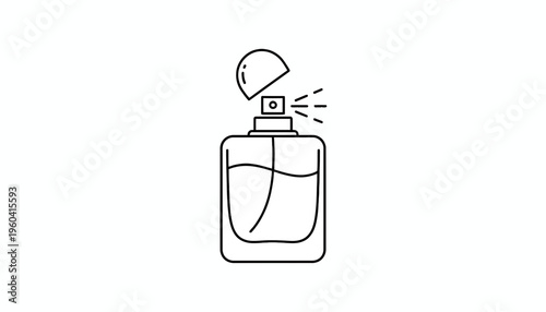 Perfume Bottle Spraying Fragrance Mist - Minimalist Line Art Icon