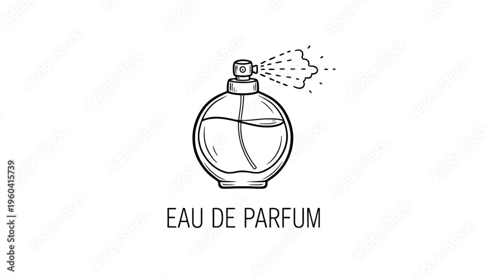 Fototapeta premium Perfume Bottle Spraying Fragrance, Eau de Parfum, Elegant Glass Bottle, Beauty Product