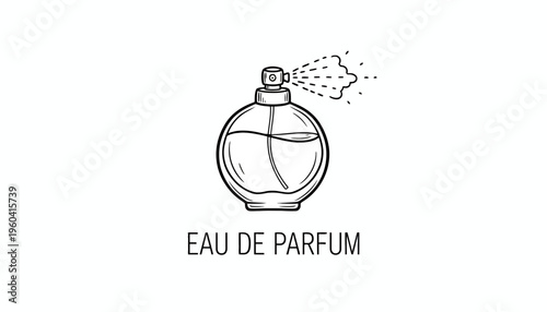 Perfume Bottle Spraying Fragrance, Eau de Parfum, Elegant Glass Bottle, Beauty Product