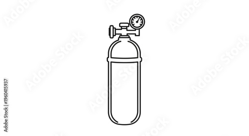 Oxygen Tank Icon Outline: Scuba Diving, Medical Gas Cylinder, Compressed Air