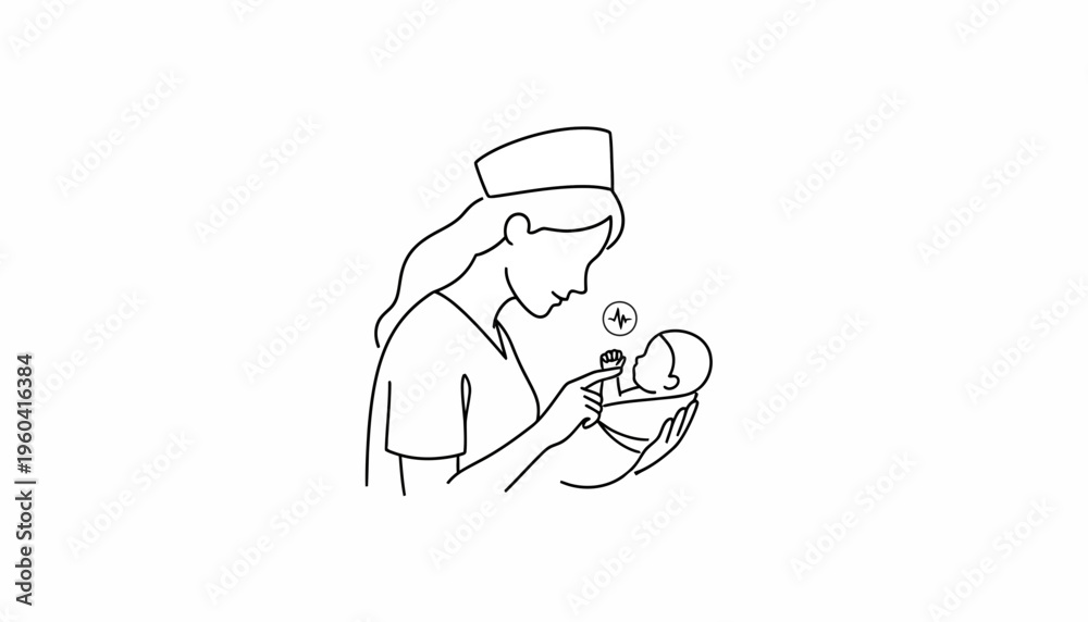 Obraz premium Nurse Holding Newborn Baby, Medical Care, Healthcare, Maternity, New Life
