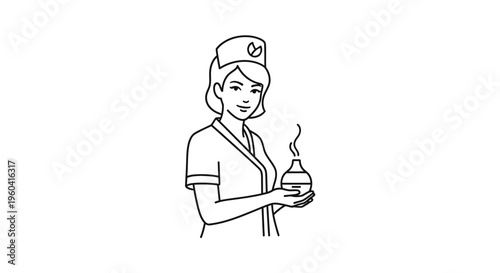 Nurse Holding Aromatherapy Diffuser with Steam, Medical Professional, Healthcare Concept