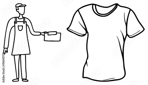 Artist presenting blank tee shirt, custom apparel, graphic design concept, clothing mockup, print ready garment, apparel customization, creative layout.