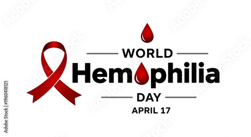 Hemophilia Awareness Ribbon Concept for World Hemophilia Day Healthcare Campaign