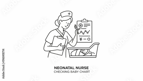 Neonatal Nurse Checking Baby Chart in Crib