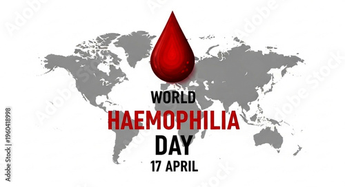 Hemophilia Awareness Concept with Red Drop and Global Map Symbol