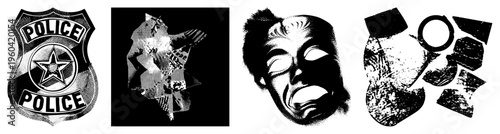 Law enforcement insignia, official police badge, star shaped emblem, law officer symbol, public safety mark, token, security.