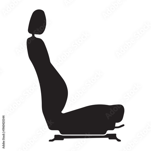 Car seat side view Icon Silhouette vector black design on a white background
