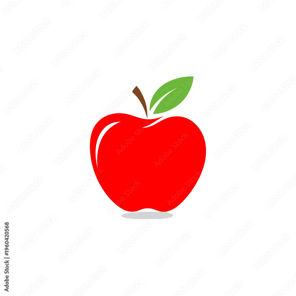 Fototapeta premium Red Apple Fruit With Green Leaf.