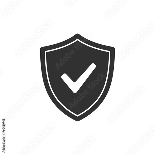 Shield with checkmark icon symbol.