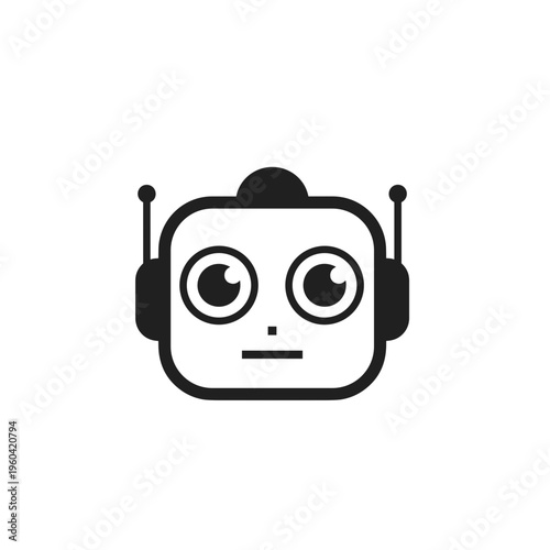 Robot head with headset on.
