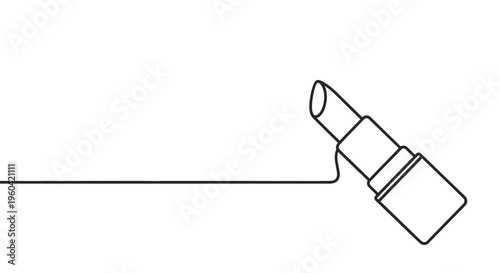 Minimalist Lipstick Line Drawing, Beauty and Cosmetics Concept