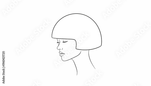 Minimalist Line Art Portrait of a Woman with a Bob Haircut