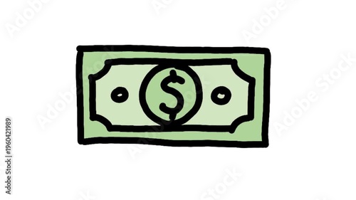 green dollar sign hand drawn doodle animation motion graphics 