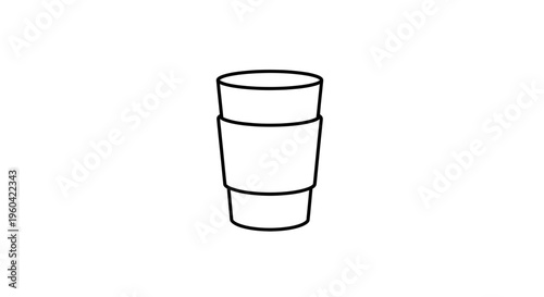 Minimalist line art of a disposable coffee cup with a sleeve