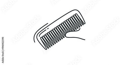 Minimalist Line Art of a Hand Holding a Comb for Hair Styling
