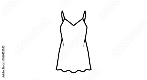 Minimalist Line Art of a Simple Slip Dress with Spaghetti Straps