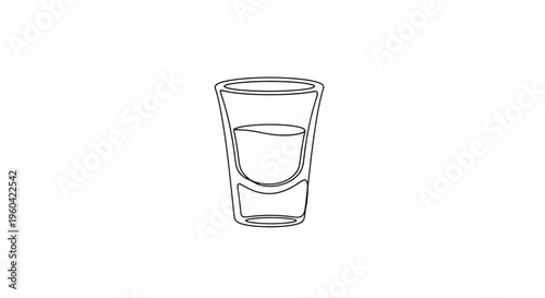 Minimalist Line Art of a Shot Glass with Liquid