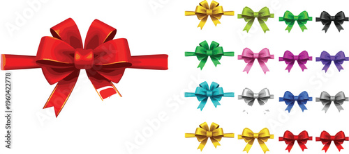 Colorful Ribbon Bow Set in Various Shades for Gift Wrapping, Decorations, and CelebrationsColorful Ribbon Bow Set in Various Shades for Gift Wrapping, Decorations, and Celebrations