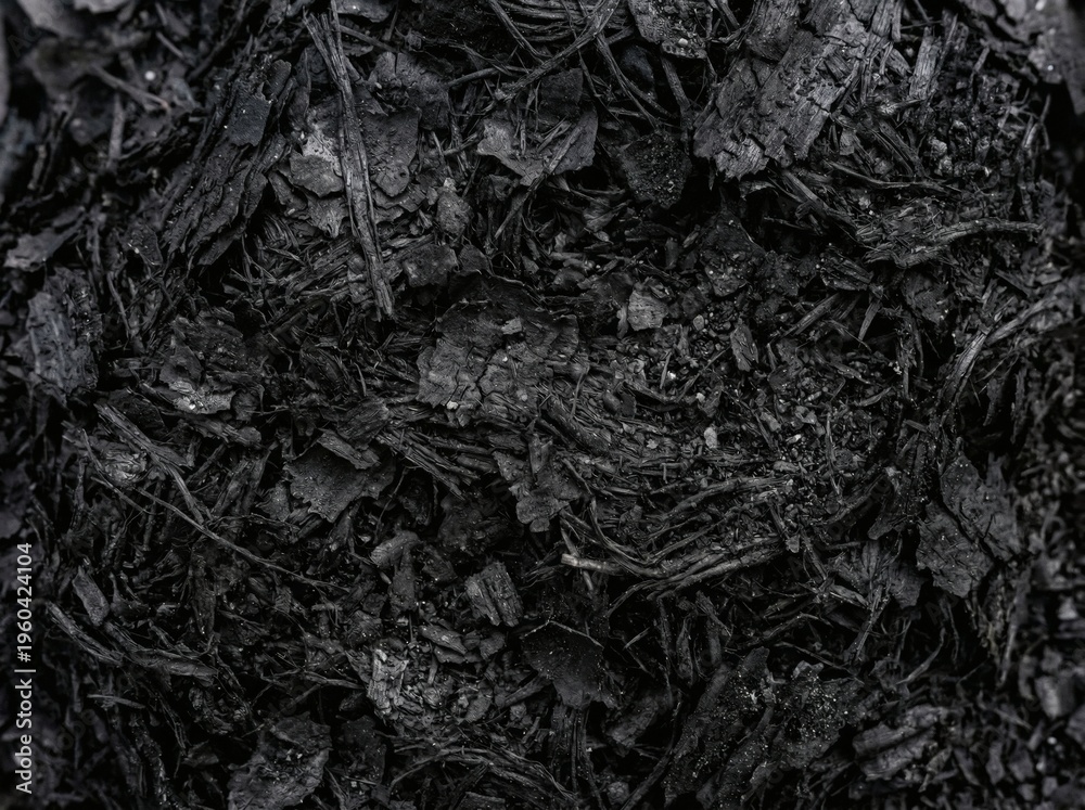 Fototapeta premium Black ash and charred debris texture background