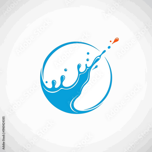 Vibrant blue liquid splash elegantly contained within a minimalist circular design, symbolizing natural flow, refreshing purity, and dynamic aquatic energy for various applications