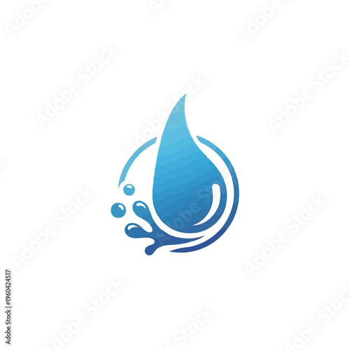 Vibrant blue water droplet icon with dynamic splash element, symbolizing purity, freshness, and essential liquid. A clean, modern graphic for environmental and hydration concepts