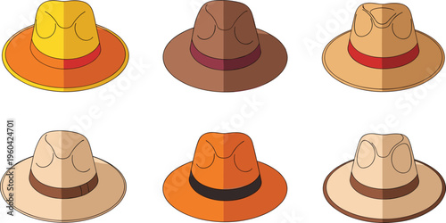 Fedora Hat Set with Various Color Designs for Fashion, Outdoor Wear, and Stylish HeadwearFedora Hat Set with Various Color Designs for Fashion, Outdoor Wear, and Stylish Headwear