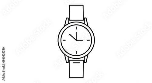 Minimalist Line Art Icon of a Classic Wristwatch, Simple and Elegant Design