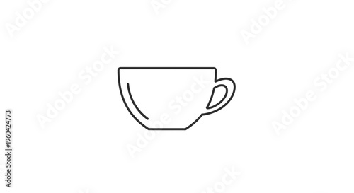 Minimalist Line Art Icon of a Coffee Cup, Simple Vector Illustration