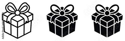 Present or gift icon collection, wrapped box symbol, festive and celebration concept, suitable for e-commerce, invitations, and event design