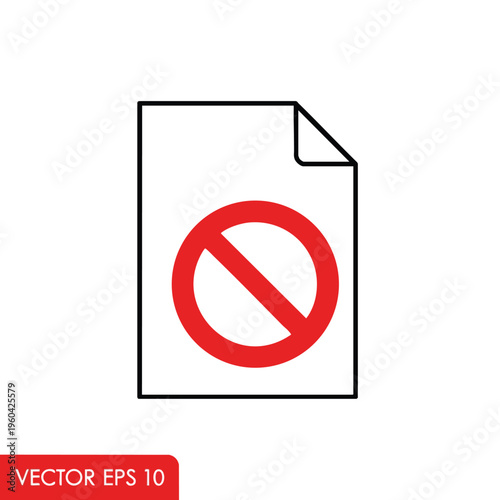 A white document icon with a red prohibition sign superimposed