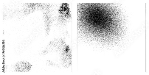 Black and white halftone gradient, stippling texture, vector art, isolated graphic, dot composition, digital art, graphic design element.