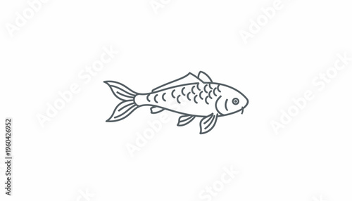 Minimalist Line Art Drawing of a Koi Fish