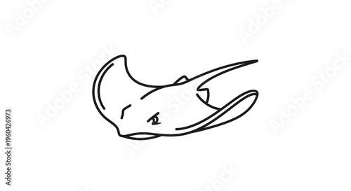 Minimalist Line Art Drawing of a Stingray