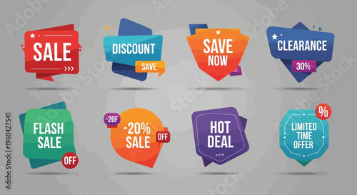 Collection of Sale and Discount Badges, Labels, and Stickers for Marketing