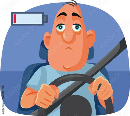 Tired Sleepy Driver Behind the Wheel Illustration Illustration. Exhausted man having with his eyes closing on a long road trip 