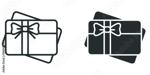 Gift voucher icon outline, representing coupon, discount certificate, prepaid card, or promotional offer, minimalistic line style vector