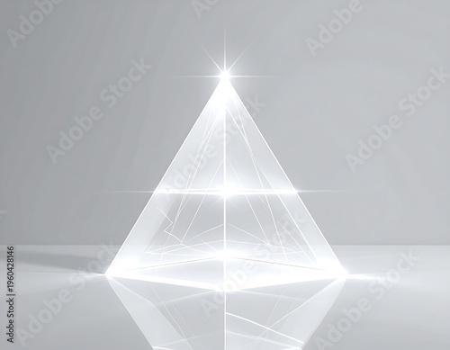 A glowing white pyramid with a starburst at its apex