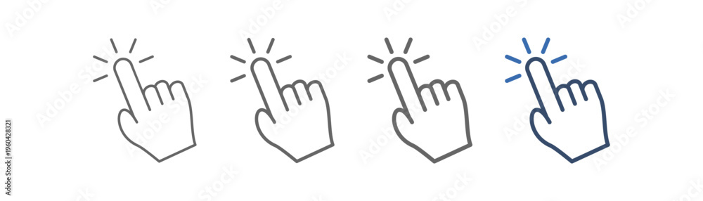 Obraz premium outline icon set touch with hand design and five lines above the hand