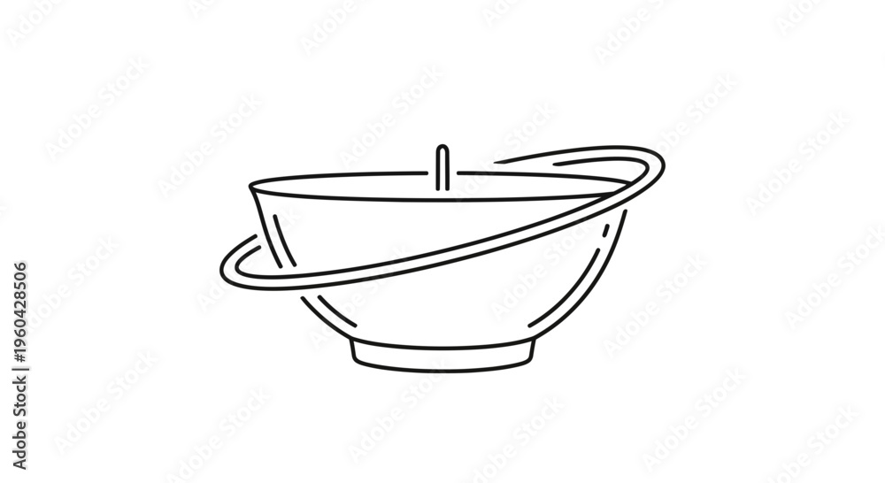 Fototapeta premium Minimalist Line Art Bowl with Handle and Swirl