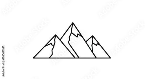 Minimalist Geometric Mountain Peaks Outline Icon