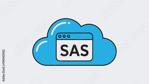 A cloud computing icon representing Software as a Service, or SaaS, on a white background.