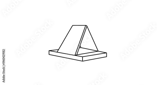 Minimalist geometric tent icon, abstract shelter symbol, simple line art camping concept