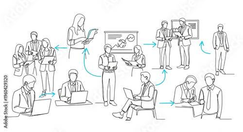 Business Teamwork Collaboration Meeting Strategy Planning Workflow Diagram